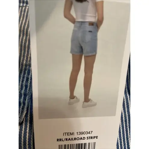 Calvin Klein Jeans Womens Shorts Sz 16 Roll Cuff Denim Stripe Blue High Rise