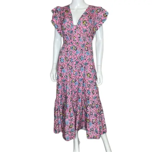 Derek Lam 10 Crosby Women’s Greta Ruffle Sleeve Dress Pink Floral Multi Sz 4