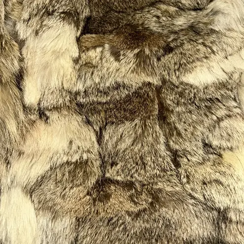 Vintage 100% Genuine Coyote Fur Heavyweight Jacket With Rabbit Fur Collar Brown Size M