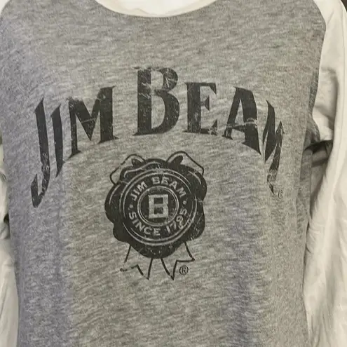 Jim Beam Women’s Heather Gray & White Baseball Long Sleeve Cotton T