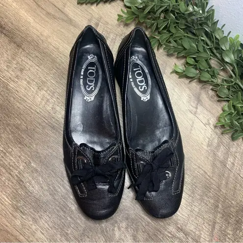 Tod's Black Patent Leather And Suede Lace up Loafers Size 38