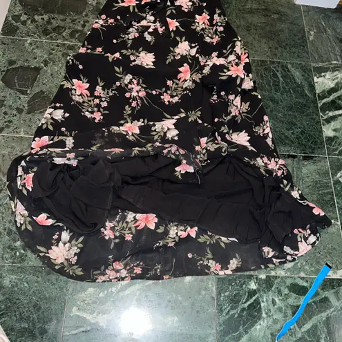 Lulus Black Off The Shoulder Floral Chiffon Dress