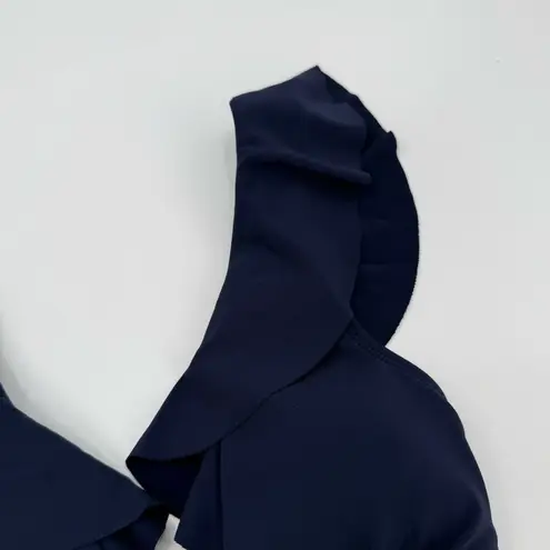 Robin Piccone Ava Bikini Top Size Extra Small NEW Ruffle Tie Swim Navy NWOT