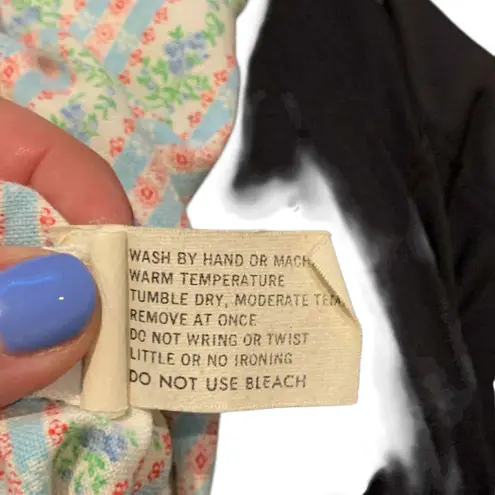 VINTAGE Lanz of Salzburg Cottagecore Nightgown XS Prairie Floral Striped Ruffle Blue