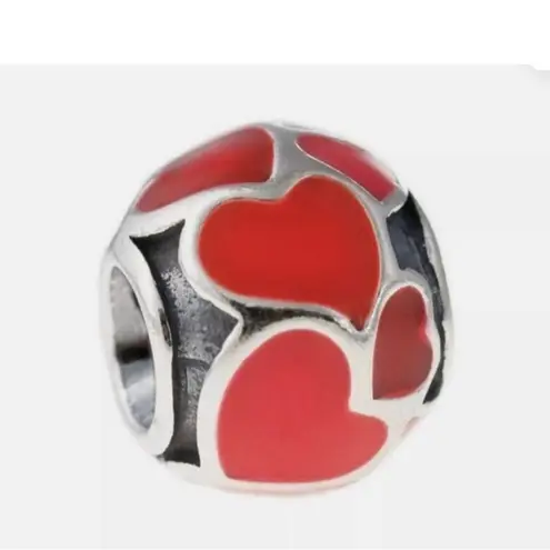 Pandora  Red Hot Hearts 925 Sterling Silver Heart Bracelet Charm