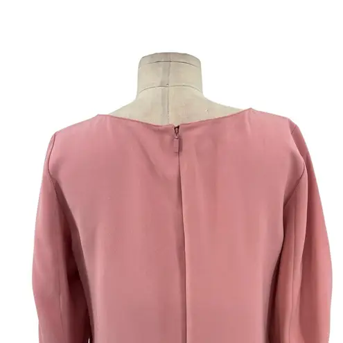 Lafayette 148 New York Pink Rosette Caddie Finesse Crepe Shift Dress Size Medium