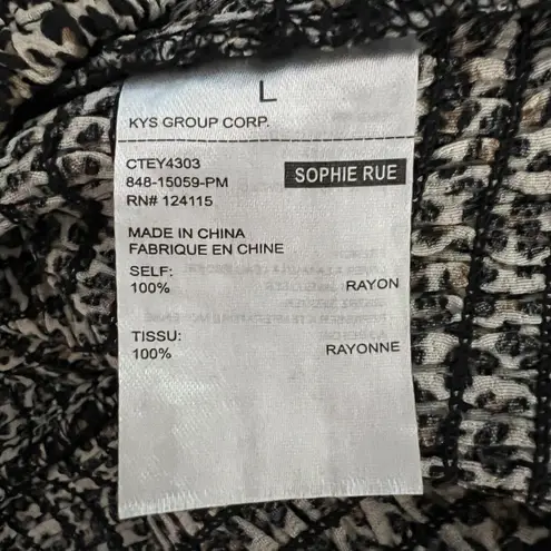 Sophie Rue Shirt Womens Large Brown Cheetah Animal Square Neck Cropped Edgy