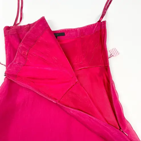 Y2K Coast Silk Dress Womens 8 Ruffled Dopamine Strapless Fairycore Maximalist Pink