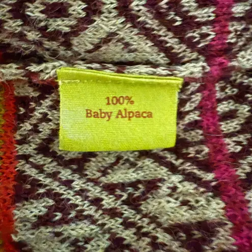 KUNA Wine Red Knit Tunic Sweater Peruvian Alpaca Wool Size L Large