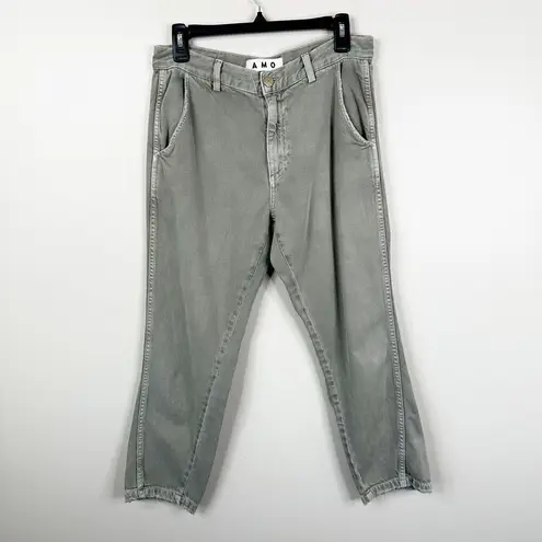 AMO Slouch Trouser in Gray Green Womens 28 Cropped Cotton Blend Jeans Pants