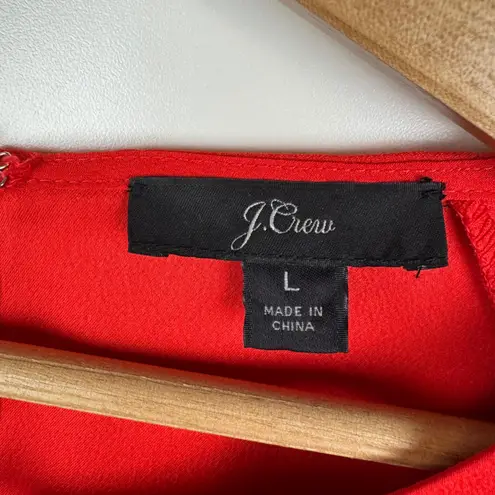 J.Crew Red Blouse Large Long Sleeve Keyhole Office Holiday Workwear Romantic