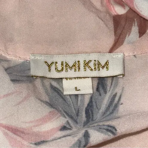 Yumi Kim Women’s Size L Pink Floral Night Cap Button Down PJ Pajama Top Shirt