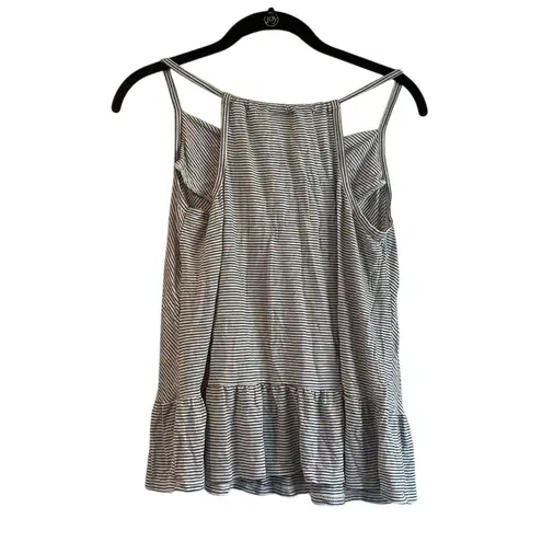 Mossimo Striped Tank Top Ruffle Hem Sleeveless Casual Summer Top Size S White