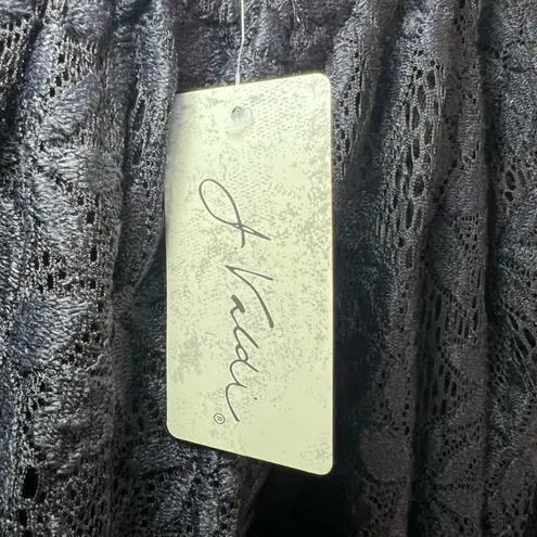 J. VALDI Womens Floral Crochet Lace Tunic Swim Cover Up Dress Black NEW Sz Large