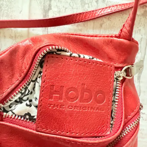 EUC Hobo The Original Three Zip Crossbody Red Shoulder Bags Messenger Bag Purse