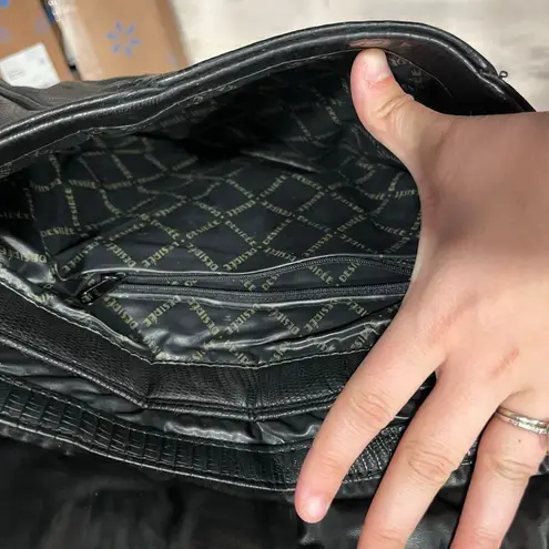 Vintage Dessiree Black Faux Leather Envelope Clutch Buckle Bag 80s Retro