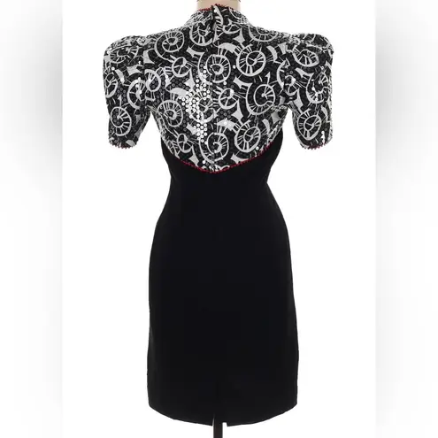 Vintage 80's Morton Myles Stand Collar Sequin Retro Formal Prom Dress Vntg sz 8 Multiple