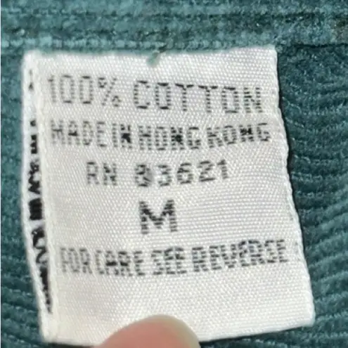 Vintage Basic People Everywhere Reindeer Christmas Holiday Sot Corduroy Shirt M Green Size M