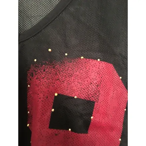 Rocawear Women's Plus Black & Burgundy Athletic Jersey Top Asymmetrical Size 2X