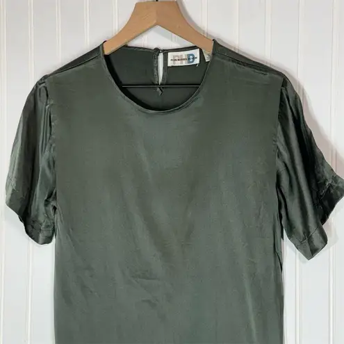 Paul Harris Design Silk Blouse Small Sage Green Short Sleeve Minimalist Top