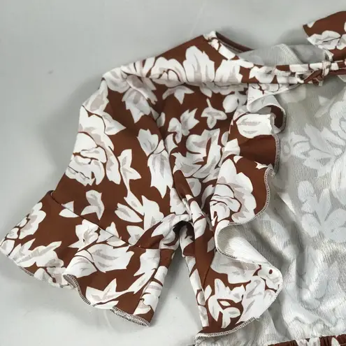 XL Brown Floral Flow mini tiki dress