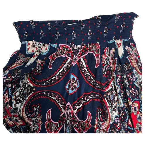 Bila Skirt Womens Medium Blue Boho Handkerchief Hem Paisley Midii Festival Gypsy