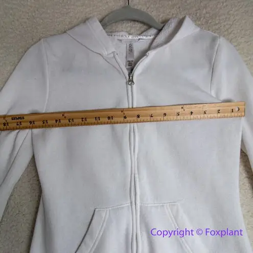 Gilligan & O'Malley Bride Wedding Hoodie Sweatshirt Full Zip Rhinestone Fitted White Size XS