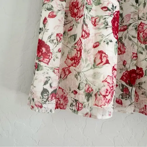 NEW Marchesa Rose Smocked Waist Floral Skirt Size Small Pink