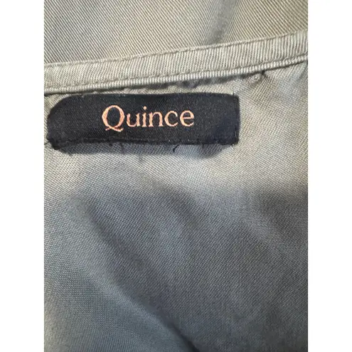 Quince Vintage Wash Tencel Button Front Dress in olive green, size Medium Green