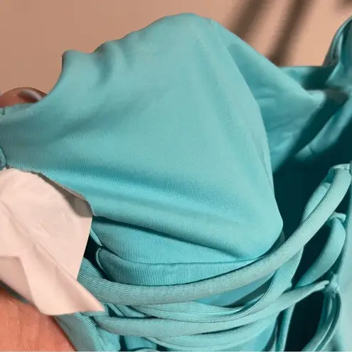 Becca Olivia One Piece Corset Square Neck Swimsuit in Sea Blue- Size Small