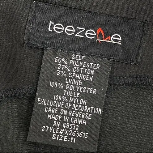 Teeze Me Juniors Satin Taffeta One Shoulder Rosettes Dress Black 11