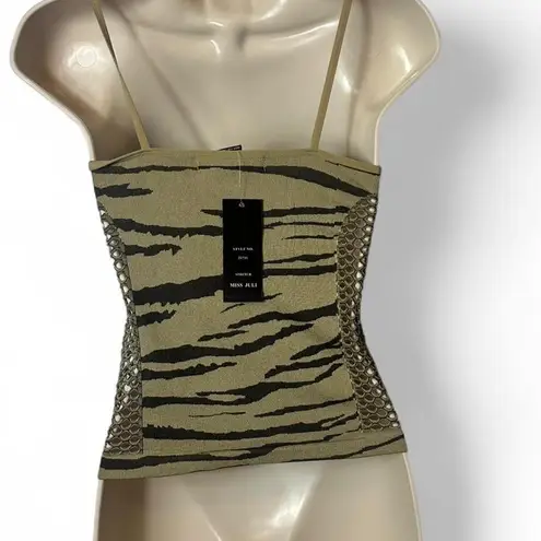 Y2K Tiger Print Mesh Tank Green Size undefined