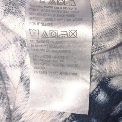 Denim & Co Blue Size Small Linen Knit Dress Beach Vacation Pockets Tie Dye