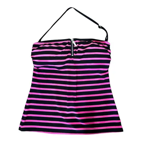 Michael Kors MICHAEL  Womens Tankini Bathing Suit Top Halter Pink Black Striped S