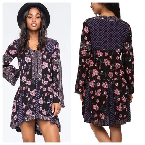 Anna Sui  x O'Neill Floral Print Boho Dottie Mini Dress women's size XS