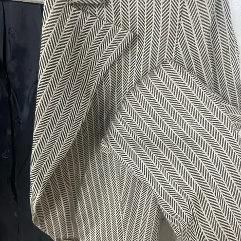 ESCADA Blazer size 38 Beige Black Herringbone Tailored Wool Silk Luxury Office