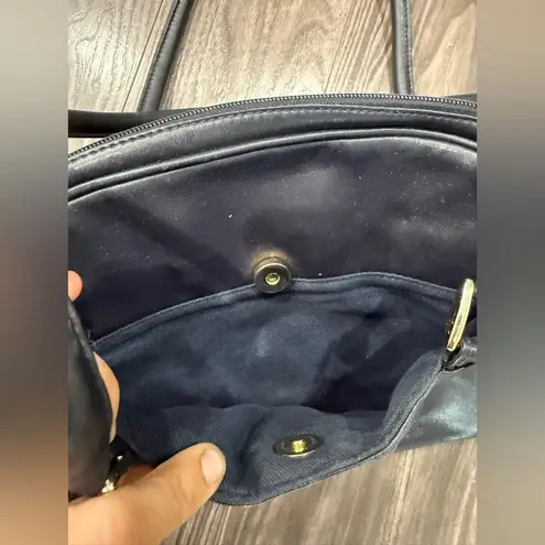 Etienne Aigner Vintage Leather Shoulder Bag Purse Black Navy