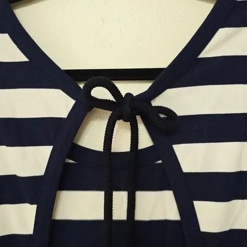 Moncler New Striped Long Dress Navy White Sleeveless Women's Size S