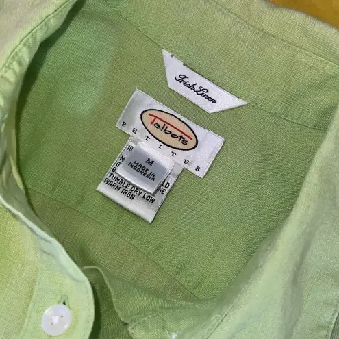 Talbots Size MP Irish Linen Pale Green Button Down