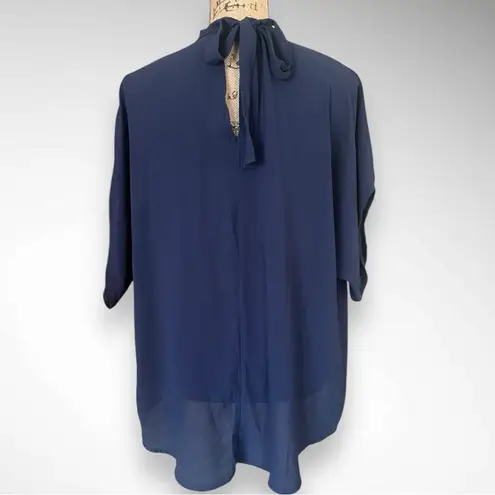 EMERY ROSE Women's Navy Tie Back Batwing Sleeve High