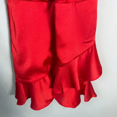 Showpo Cloud Cover Faux Wrap Ruffle Mini Dress Womens 2 Red Cocktail Party Girly