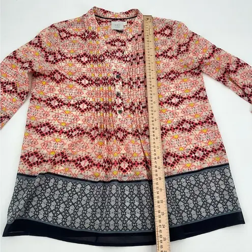 HD in Paris ANTHROPOLOGIE Kaveri Blouse US Size 2 Pintuck Peasant Henley