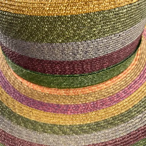 Jacques Le Corre Diffusion Colorful Wide Brim Striped Straw Sun Hat Boho Chic