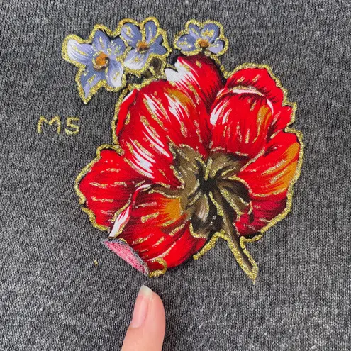 Tultex Vintage 90s Floral Grey Crewneck Sweater