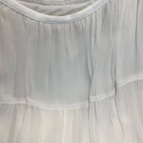 Catherine Malandrino  100% Silk White Tiered Midi Skirt Sz 4