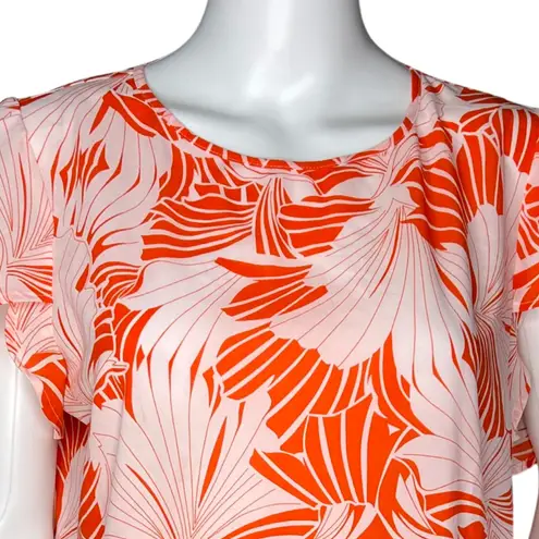 J.Crew Shirt Womens 10 Orange Floral Flower Tropical Office Casual Versatile