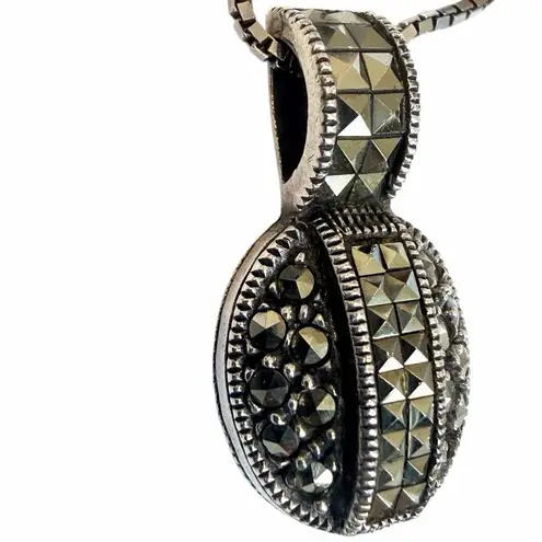 Judith Jack Sterling Marcasite Oval Pendant necklace