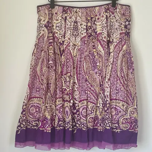 Alfani Purple Pleated A-Line Skirt - Size: 14
