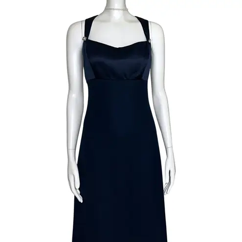 Alfred Angelo Vintage 90s Navy Long Formal Prom Dress Empire Waist Classic Black Tie Medium 8