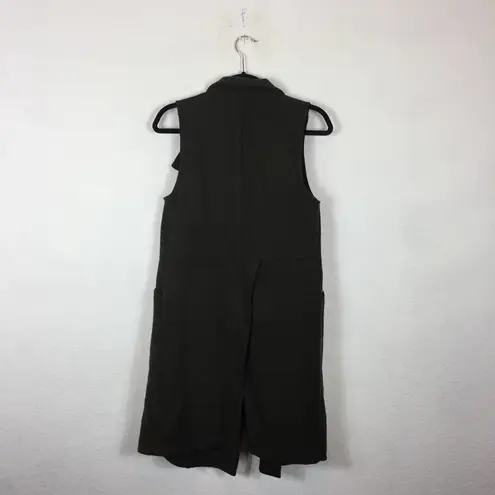 BCBGeneration  Green Wool Long Open Front Military Duster Vest Size Small